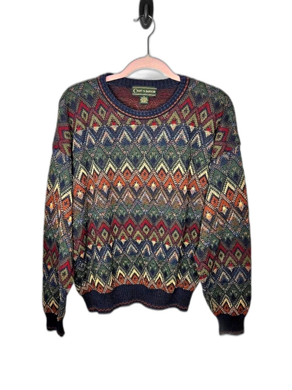 Croft & Barrow Geometric Knit Sweater in Multicolor Size Medium
